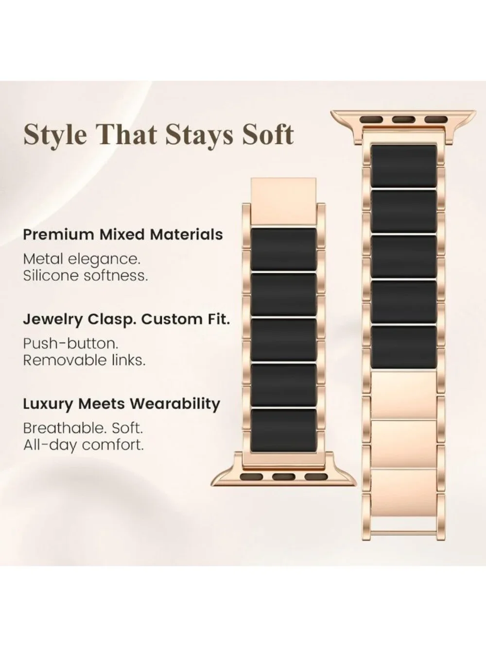 Stylish Silicone Metal Watch Band for Women - Compatible with Apple Watch